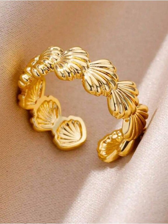 Goldtone Shell Pattern Open Ring For Women