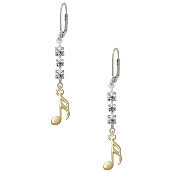 Goldtone Sixteenth Note Crystal Madison Leverback Earrings
