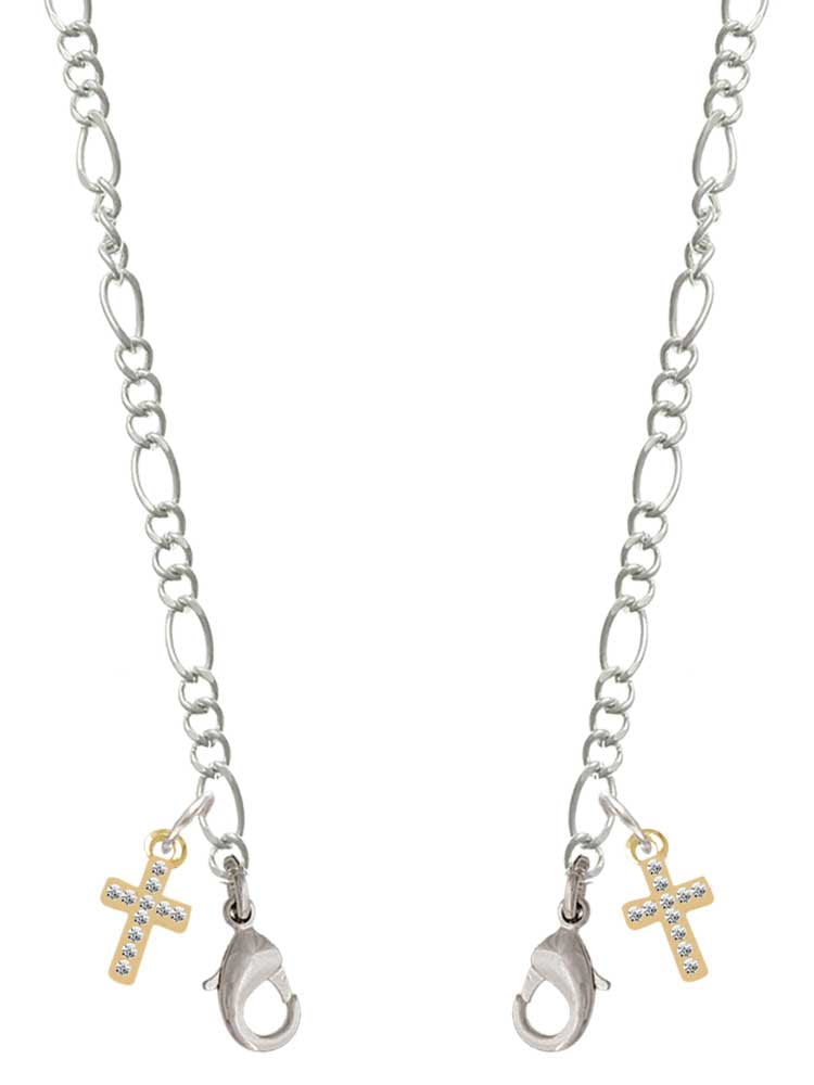Goldtone Small Crystal Cross Silvertone Face Mask Necklace