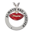 thumbnail image 1 of Goldtone Small Translucent Red Lips Always and Forever Affirmation Ring Necklace, 1 of 2