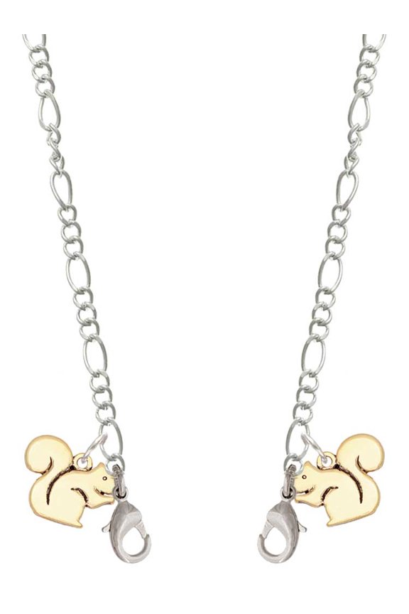Goldtone Squirrel Silvertone Face Mask Necklace