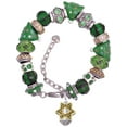 thumbnail image 1 of Goldtone Star of David Spinner Green Christmas Bead Bracelet, 1 of 4