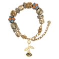 thumbnail image 1 of Goldtone Stemmed Rose Two Tone Christian Bead Bracelet, 1 of 4