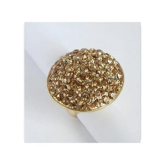 Goldtone Topaz Crystal Pave Oversized Stretch Ring