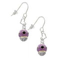 thumbnail image 1 of Goldtone Wide Black Dots on Purple Spinner Heart French Earrings, 1 of 4