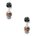 thumbnail image 1 of Delight Jewelry Goldtone Wide Tan Cheetah Print Spinners Black Crystal Clip on Earrings, 1 of 5