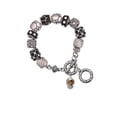 thumbnail image 1 of Goldtone Wide Tan Cheetah Print Spinners Black Pebble Bead Charm Bracelet, 1 of 1