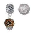 thumbnail image 1 of Goldtone Wide Translucent Brown Cheetah Print Spinners Come Let us Adore Him Charm Beads (Set of 2), 1 of 1