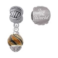 thumbnail image 1 of Goldtone Wide Translucent Tiger Print Spinner Joy to the World Charm Beads (Set of 2), 1 of 1