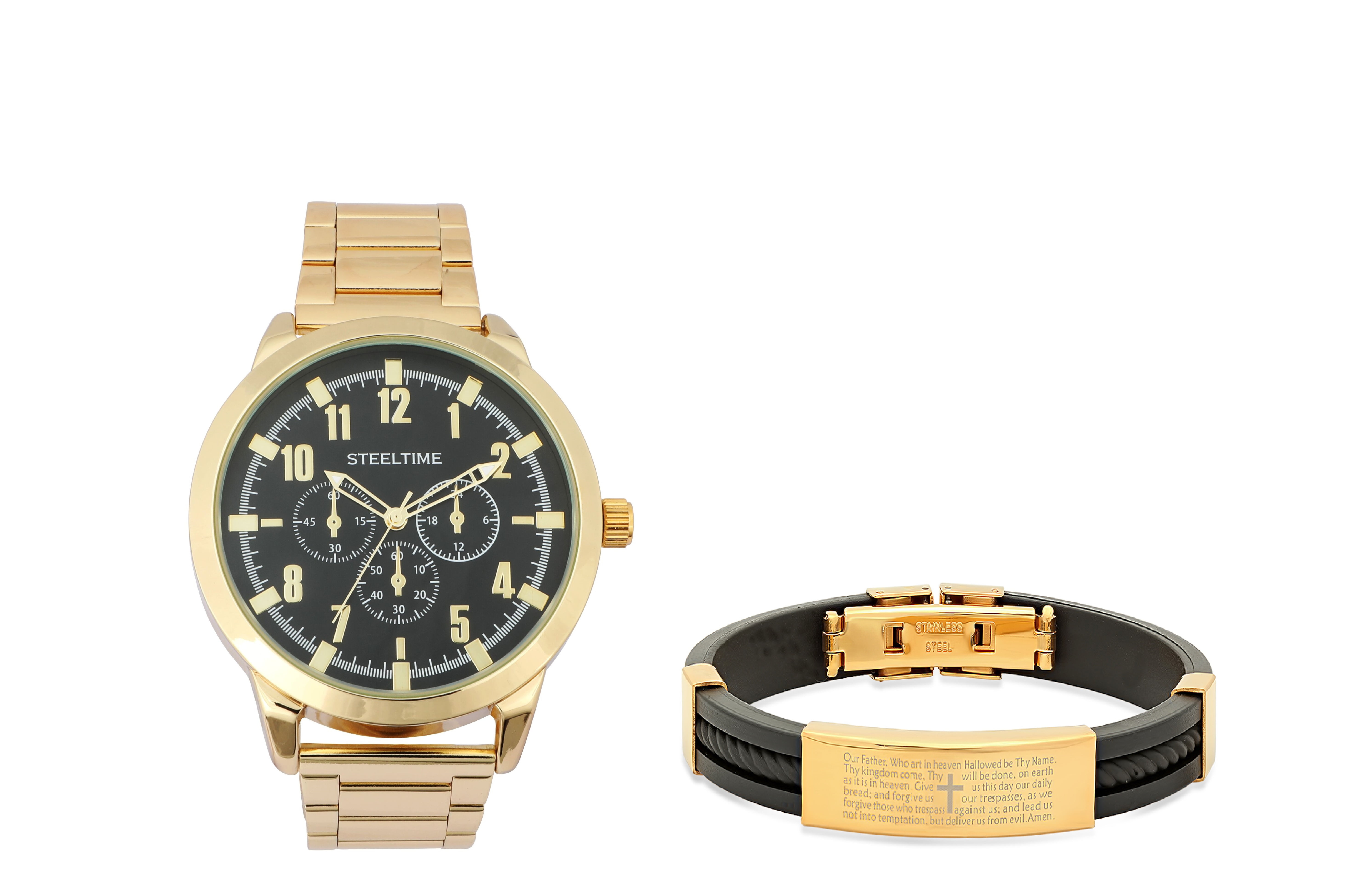 Goldtoned Watch/ Bracelet Set