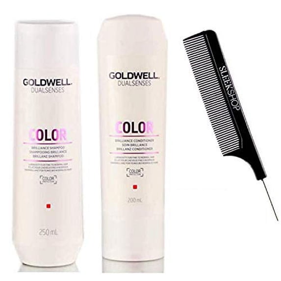 Goldwell Dualsenses COLOR BRILLIANCE Shampoo & Conditioner DUO Set (with Sleek Comb) (8.4 oz + 6.7 oz / 250 ml + 200 ml - ORIGINAL DUO)