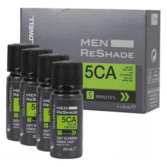 Goldwell Men ReShade Grey Blending Power Shot (4 x 0.6 oz / 20 ml) - 5CA Cool Ash Light Brown