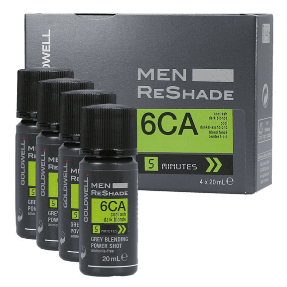 Goldwell Men ReShade Grey Blending Power Shot (4 x 0.6 oz / 20 ml) - 6CA Cool Ash Dark Blonde