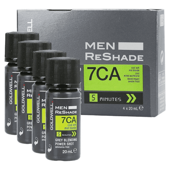 Goldwell Men ReShade Grey Blending Power Shot (4 x 0.6 oz / 20 ml) - 7CA Cool Ash Mid Blonde