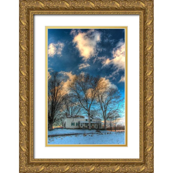 Goldwitz, Robert 17x24 Gold Ornate Wood Framed with Double Matting Museum Art Print Titled - Winter Home Vertical