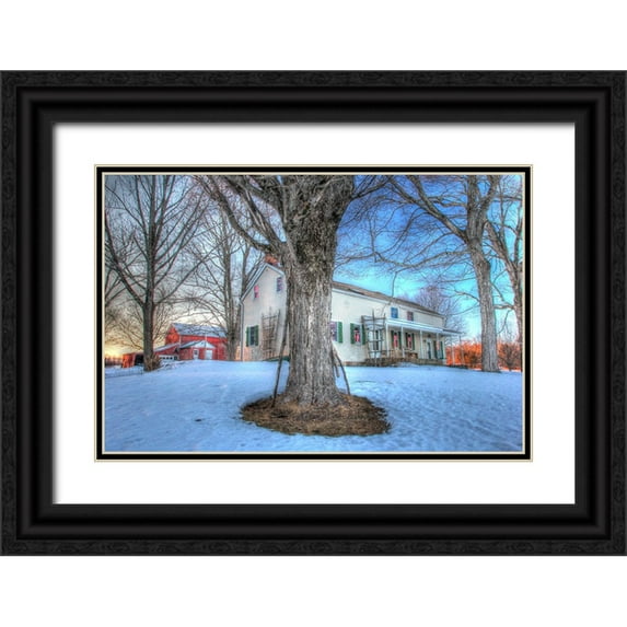 Goldwitz, Robert 18x13 Black Ornate Wood Framed with Double Matting Museum Art Print Titled - Winter Farm