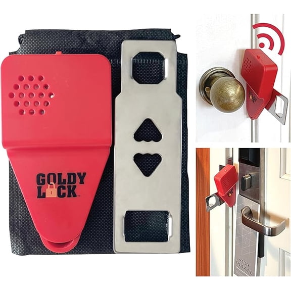 Goldy Lock Travel Portable Door Lock With Built-In Alarm for Inward-Opening Doors