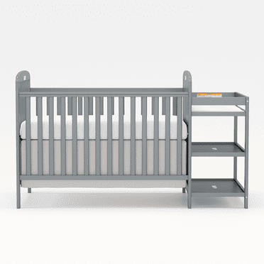 Goldzone 3-in-1 Convertible Baby Crib with Changing Table,Storm Gray