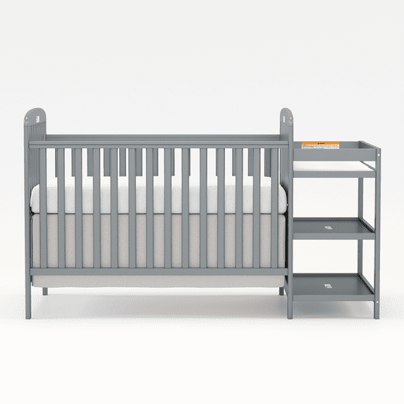 Goldzone 3-in-1 Convertible Baby Crib with Changing Table,Storm Gray