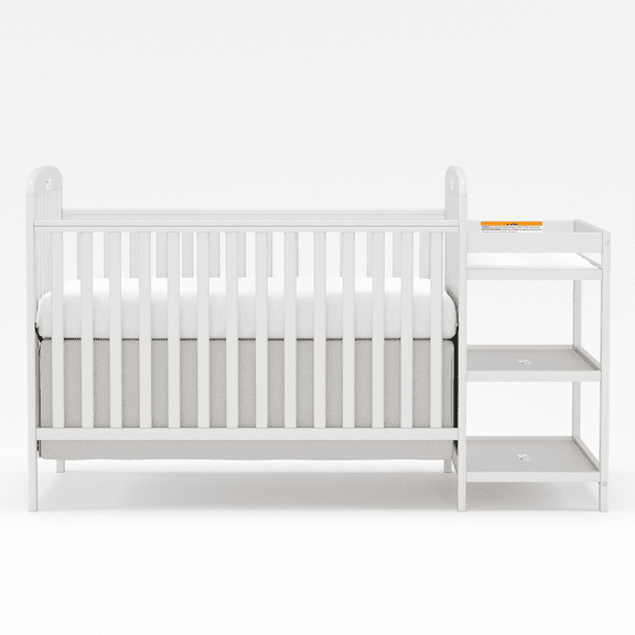 Goldzone 3-in-1 Convertible Baby Crib with Changing Table,White