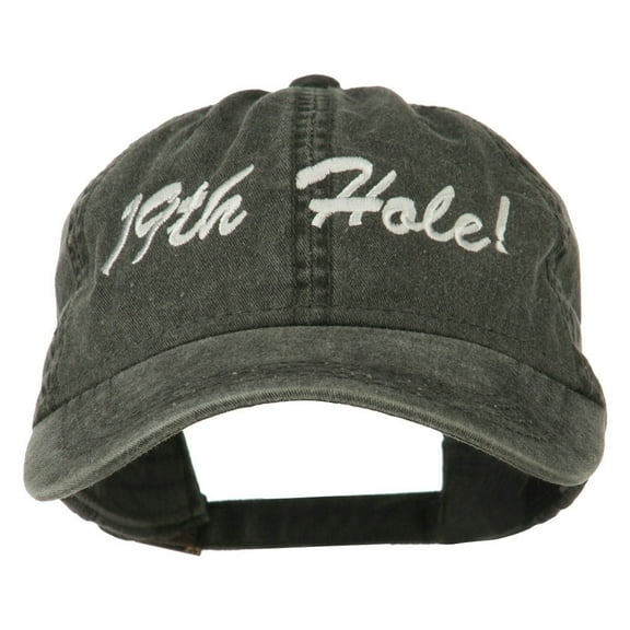 Golf 19th Hole Embroidered Washed Cap - Black OSFM