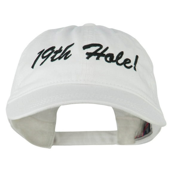 Golf 19th Hole Embroidered Washed Cap - White OSFM