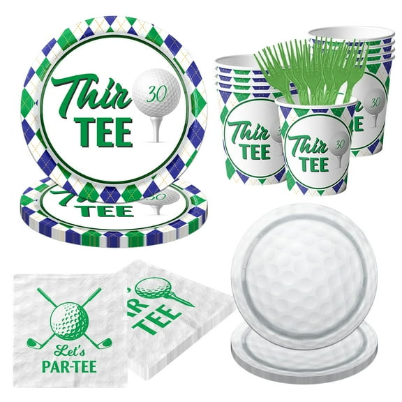Golf 30th Birthday Party Decorations, 100Pcs AFN1Let's Par-Tee Disposable Golf Plates and Napkins Tableware Kit for Sports Theme 30th Birthday Party Favors, Golf Party Supplies