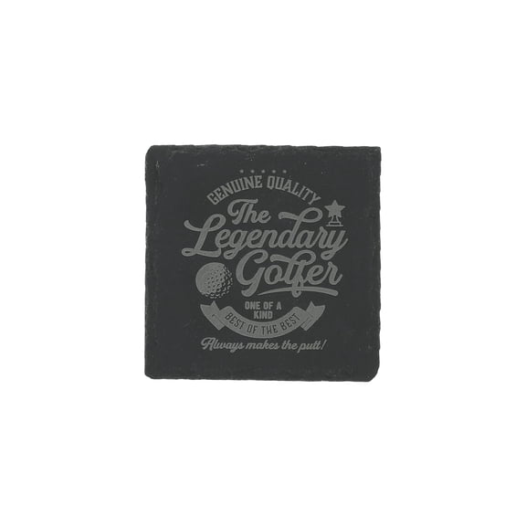 Pavilion Gift Company - Golf - 4" x 4" Slate Engraved Drink Cup Coaster Encouragement Man Cave Golfing Golfer Groom Groomsman Best Man Bar Accessory