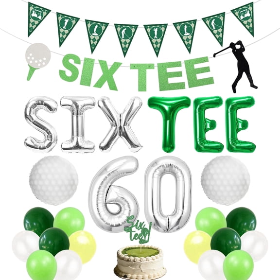 Golf 60th Birthday Decorations - Six Tee Theme Party Decor Set for Golf Lovers