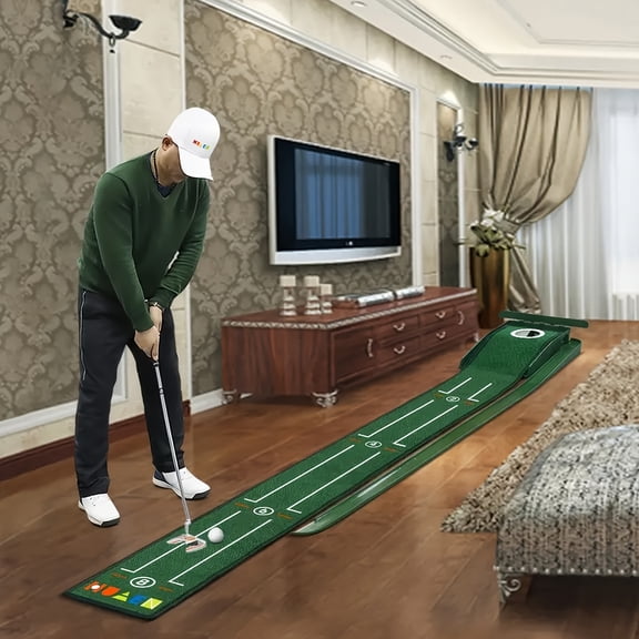 Golf Accelerator Indoor Putting Mat, Automatic Ball Return & Post-Hole Collection System, Sturdy Practice Mat for Home & Outdoor, Improve Putting Skills for Golf Lovers & Novices, Ideal Gift
