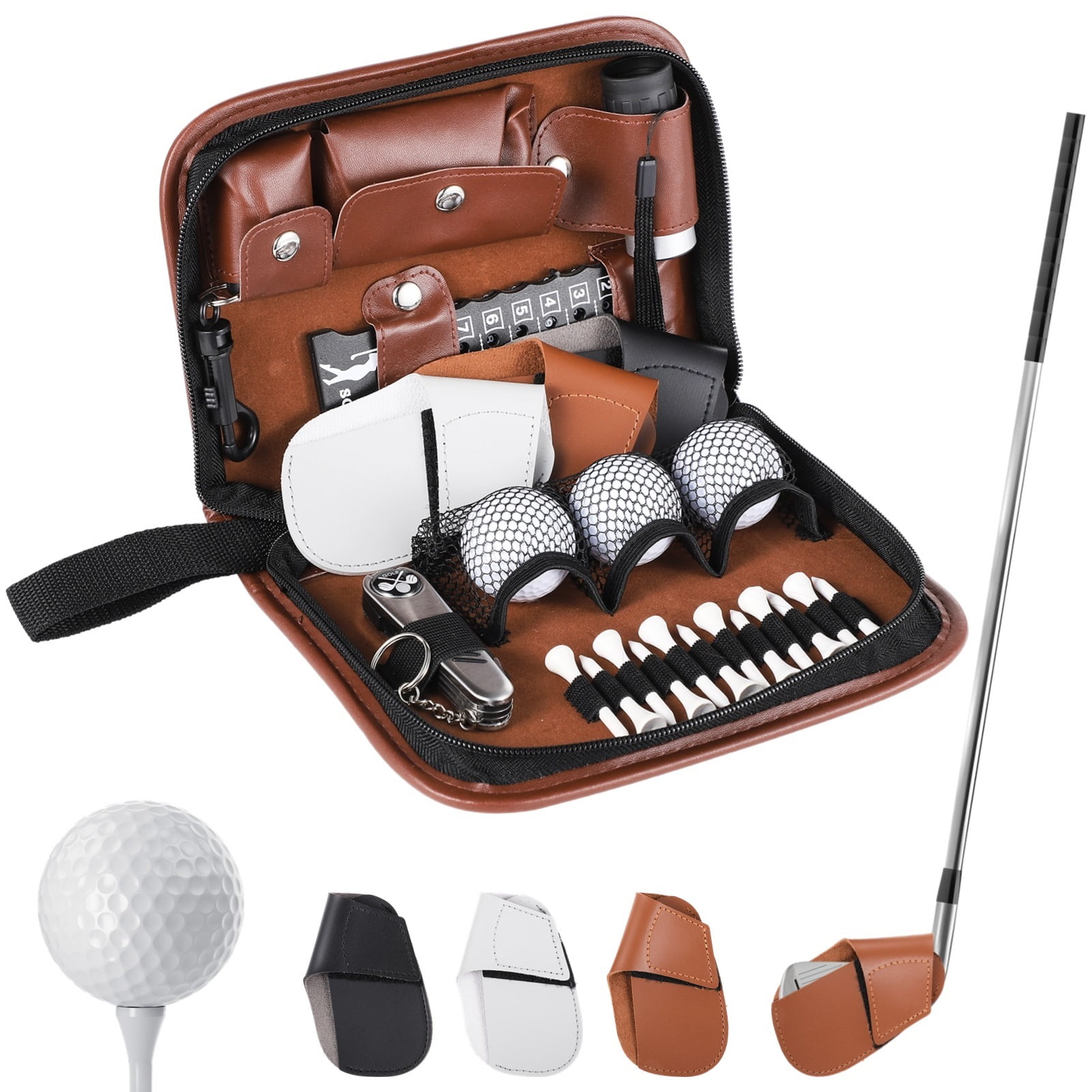 Golf Accessories Kit with Portable PU Pouch, Golf Balls, Golf Club ...