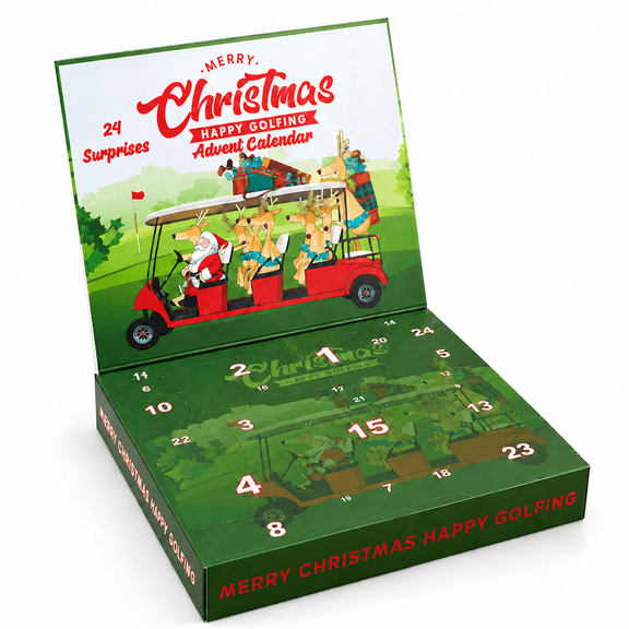 Golf Advent Calendar, 24-Day Christmas Countdown with Golf Accessories, Gift Set for Golfers, Green
