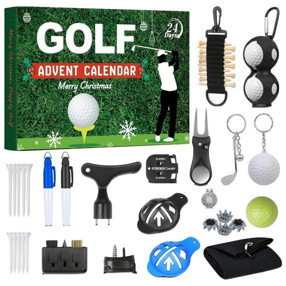 Golf Advent Calendar, 24 Days Christmas Countdown Calendar with Golf Tool Kit & Accessories, Holiday Gift for Golf Enthusiasts, Men, Fathers, Husbands