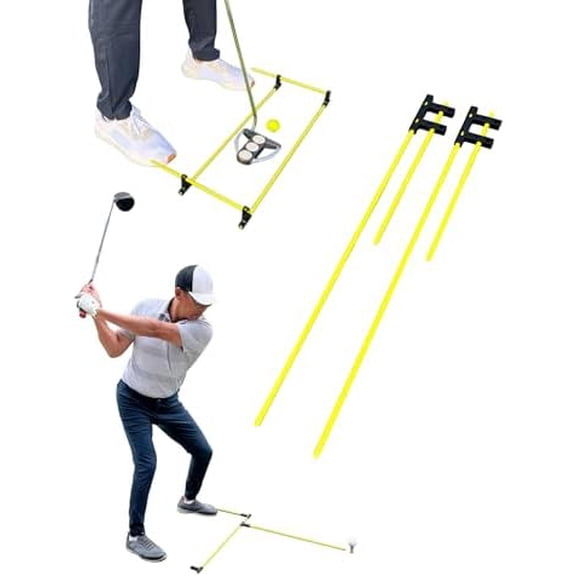 Golf Alignment Guide Sticks  Adjustable Golf Swing & Putting Trainer Aid | Fix Slice, Improve Posture, Ball Position, & Over-The-Top Swing | Indoor/Outdoor Use$$Sport & Recreation Other