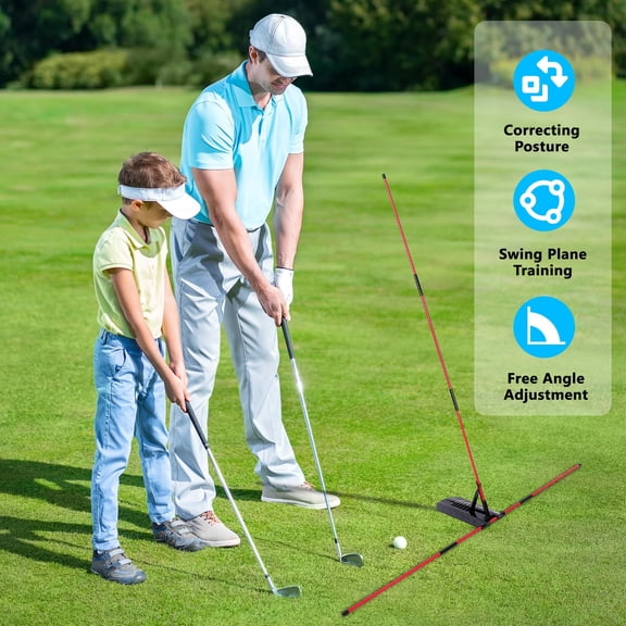 Golf Alignment Stick Holder with 7 Adjustable Angles Metal Rods Training Aid