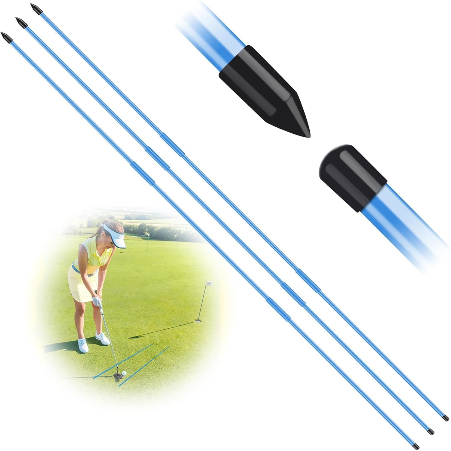 Training Rod Golf Alignment Stick Sticks Training Aid Rods Rod Cover Tool Swing ...