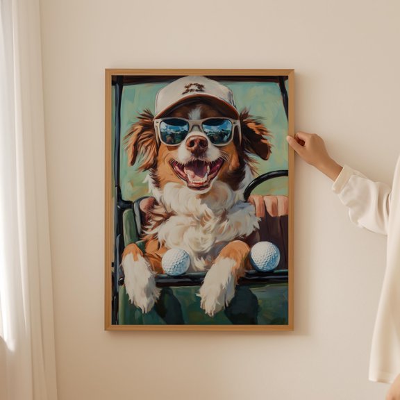 Golf Australian Shepherd Aussie For Dog Lover Preppy Hobby Bathroom Animal Poster , Poster Print Only