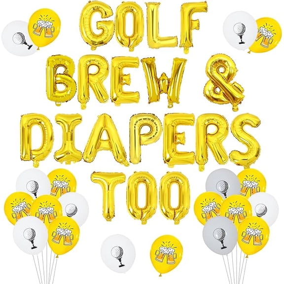 Golf Baby Shower Decorations Golf Brew & Diapers Too Balloon Banner Golf Beer Baby Shower Decorations Golf Balloons Golf Dad To Be Decorations Beer Party Decor