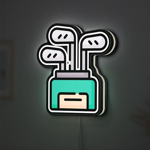 Golf Bag 3D Novelty Light Box, Illuminated Sports Decor for Golfers, Caddies, and Country Club Walls (Width 16 inch, 40cm)