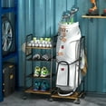 thumbnail image 1 of Golf Bag Garage Storage Rack with Wheels, Organizer for Single Golf Bag and Equipment Accessories, Ideal for Home, Garage, Club, Shed, Basement - Sturdy Wood and Metal Construction, 1 of 6