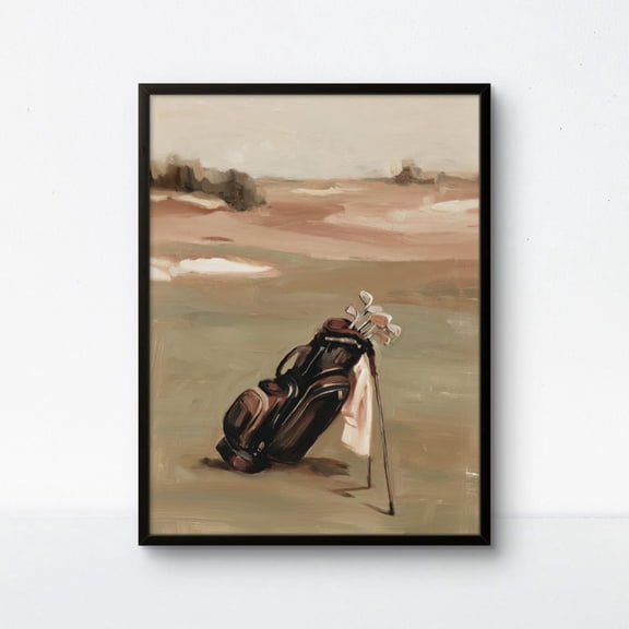 Golf Bag Minimalist Golf Course Clubs Landscape Poster Art, Unframed Poster
