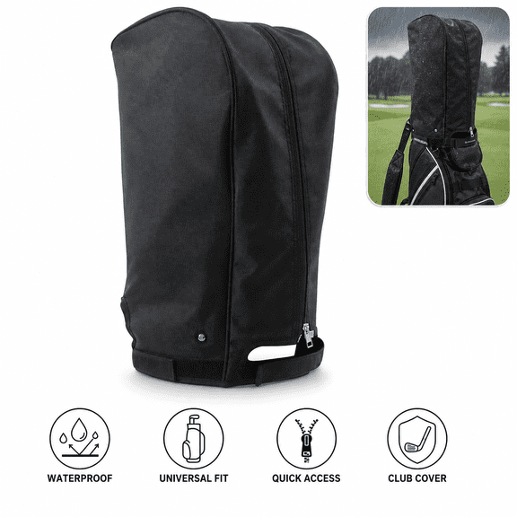 Golf Bag Rain Cover, Waterproof Rain Hood for Golf Stand and Cart Bags, Protective Cape for Clubs, Black