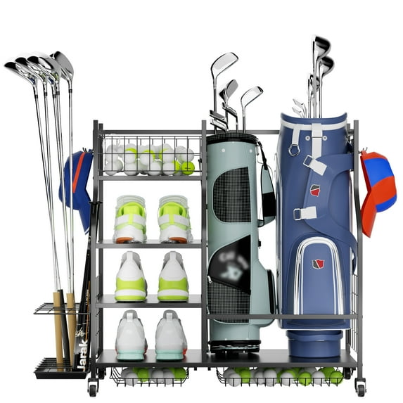 Golf Bag Storage Garage Organizer, Golf Club Bag Storage Rack, Extra Storage Rack for Golf Clubs, Fit for Garage, Shed, Basement