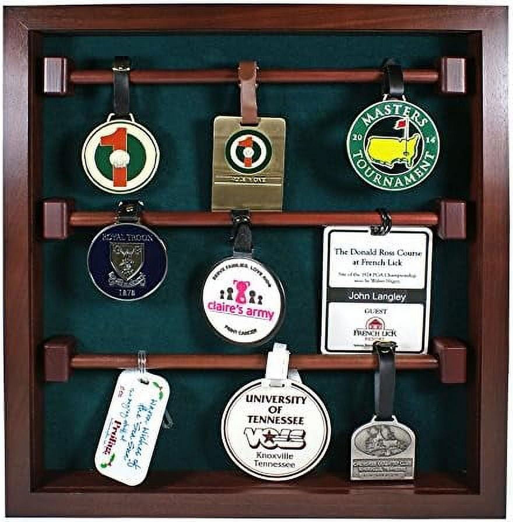Golf Bag Tag Collection Display with Acrylic CoverHolds 40 Bag Tags