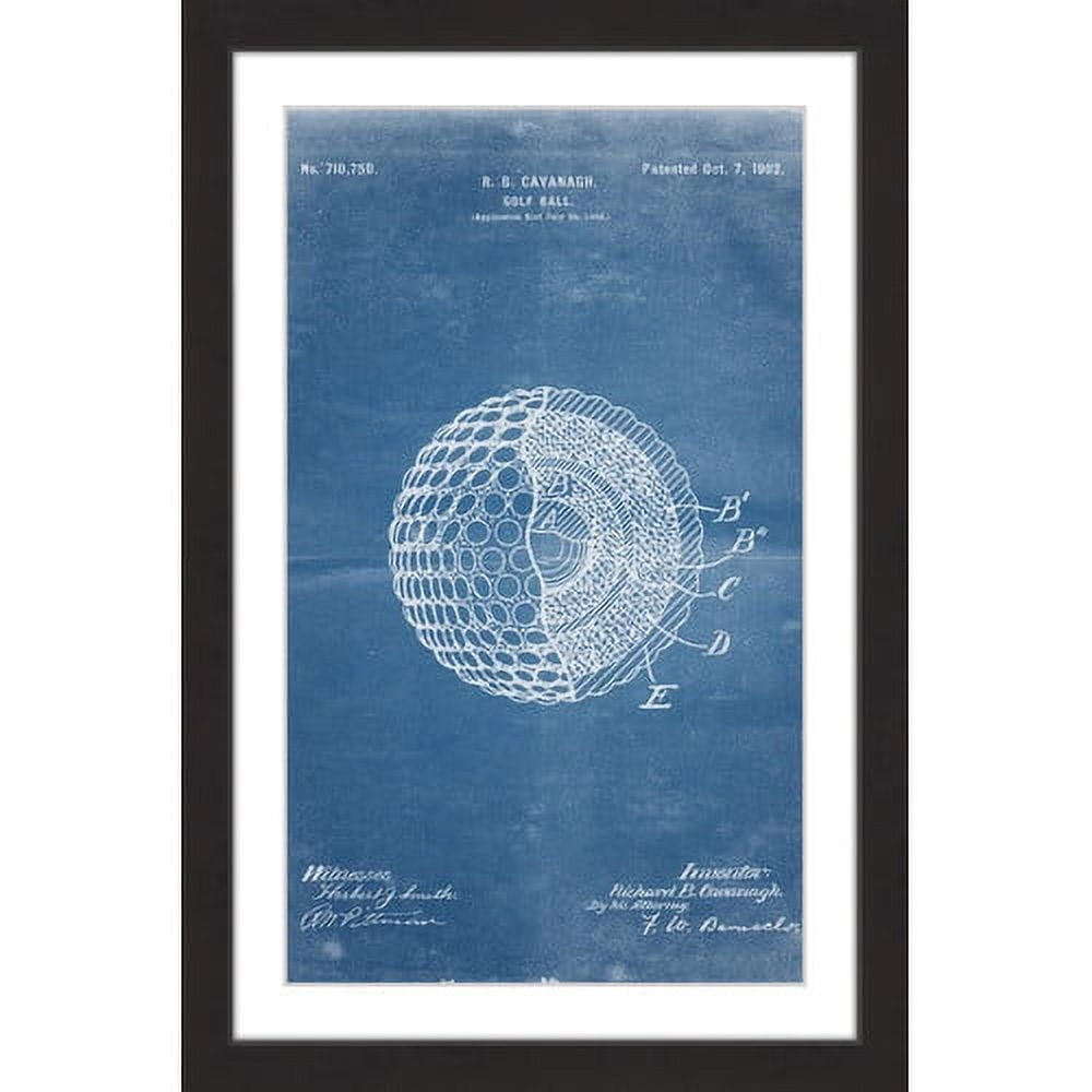 "Golf Ball 1902 Blueprint" Framed Painting Print