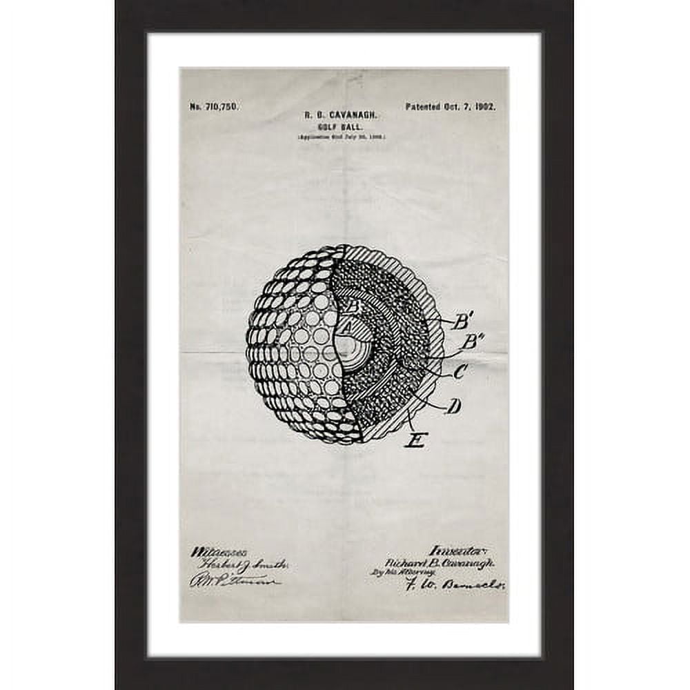 "Golf Ball 1902 Old Paper" Framed Painting Print