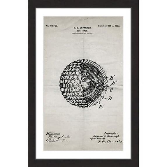 "Golf Ball 1902 Old Paper" Framed Painting Print