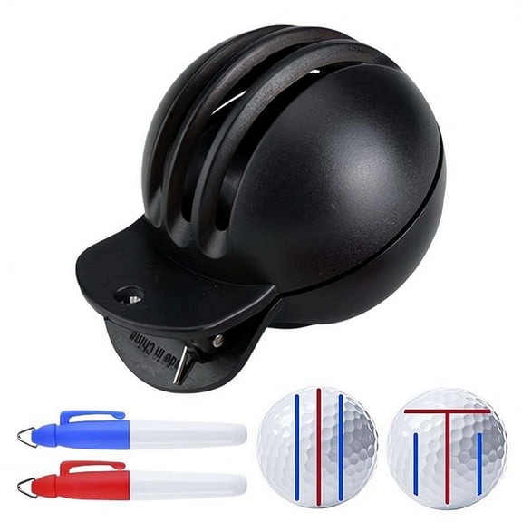 Golf Ball Alignment Line Marker Tool with 2 Waterproof Pens, Putting Stencil, Fade-Resistant Golf Ball Marking Kit for Beginners
