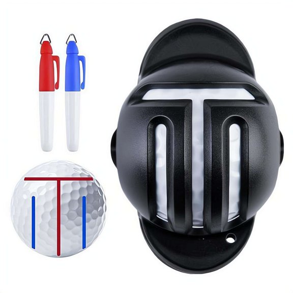 Golf Ball Alignment Line Marker Tool with 2 Waterproof Pens, Putting Stencil, Fade-Resistant Golf Ball Marking Kit for Beginners