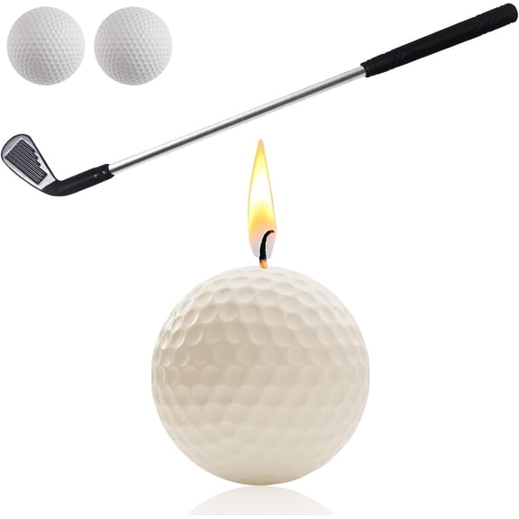 Golf Ball Birthday Candles, Golf Cake Topper & Mini Golf Club for Golf Birthday Party Decorations (White, Iron)